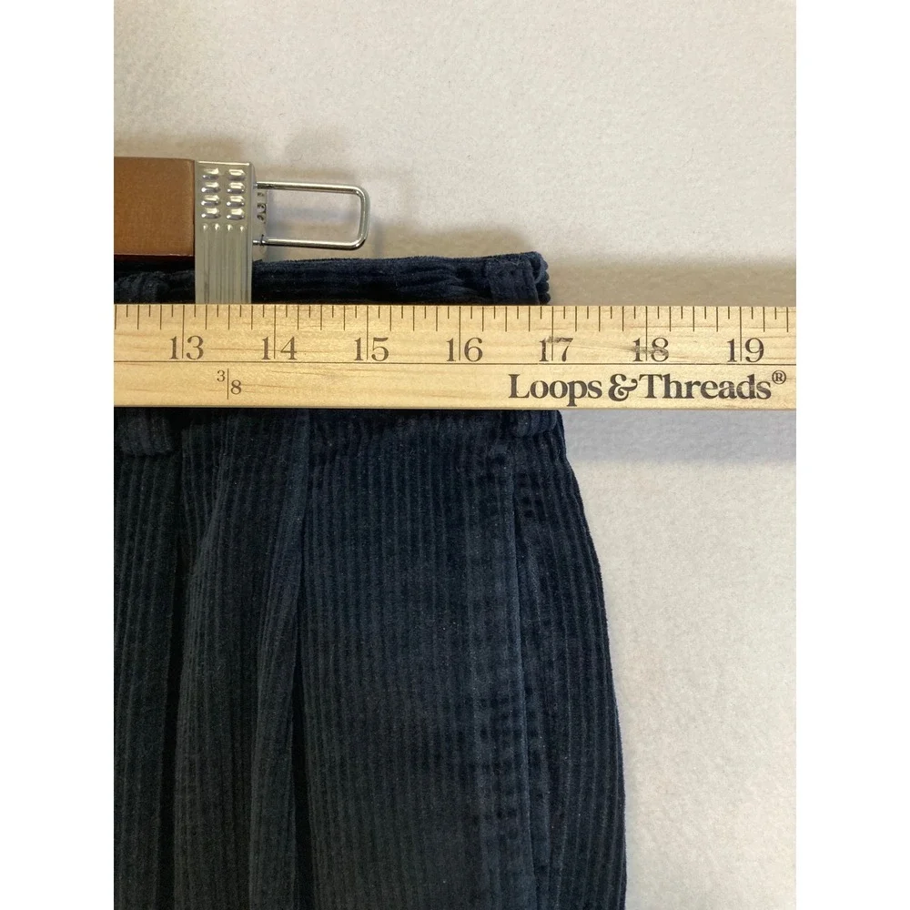 Dark Academia Jos A Bank Women‎ 34 Navy Blue Pleated Corduroy Tapered Pants
